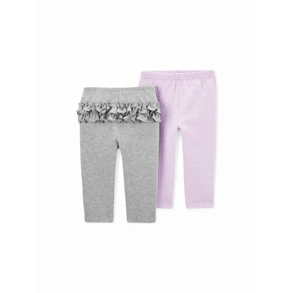 1C. Carter's Child of Mine Baby Girl Pants, 2 Pack Newborn